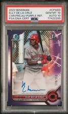 Elly De La Cruz 2022 Bowman Chrome Prospect Purple Auto 170/250 #CPAED PSA 10