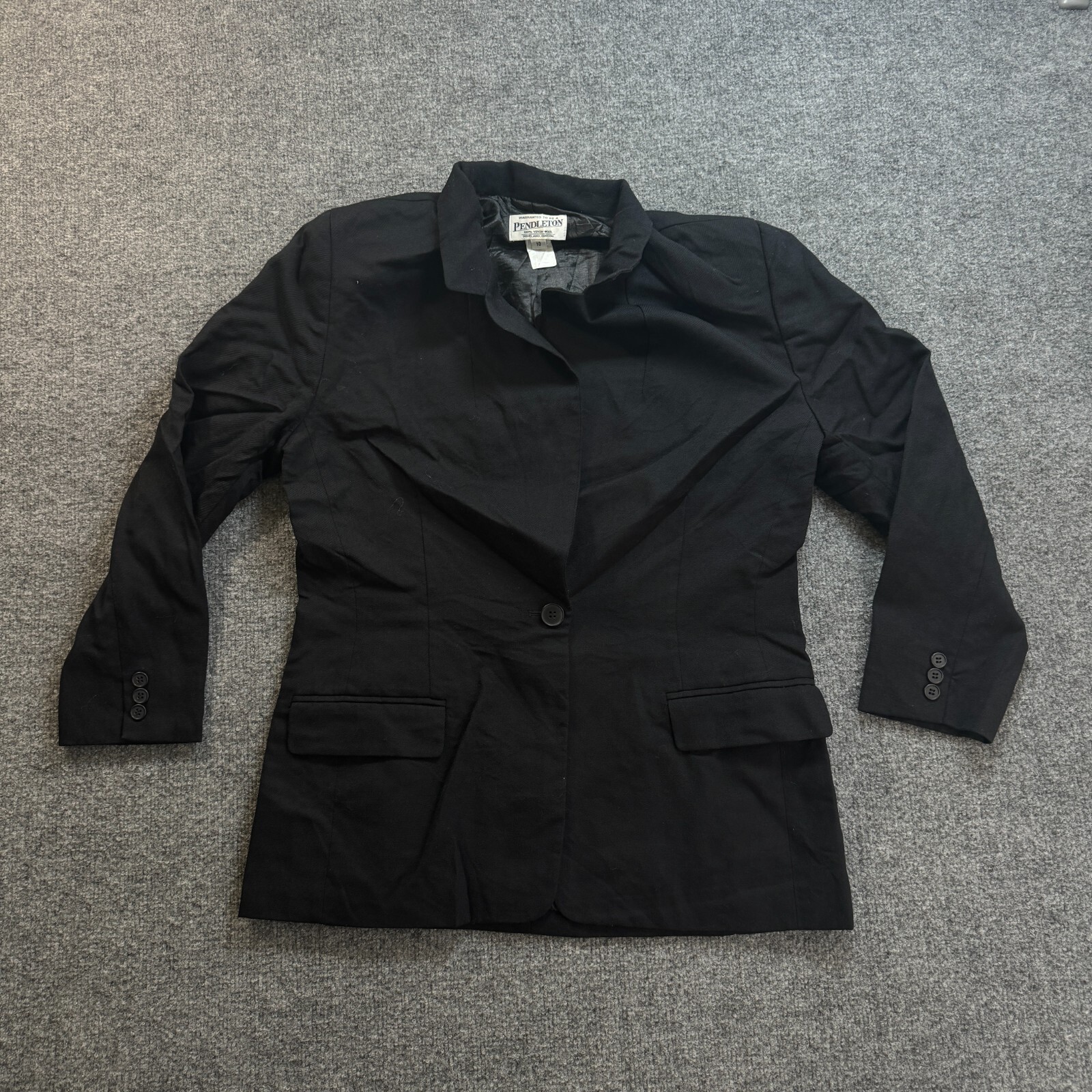 Pendleton Black Single-Button 100% Wool Blazer Wo… - image 1