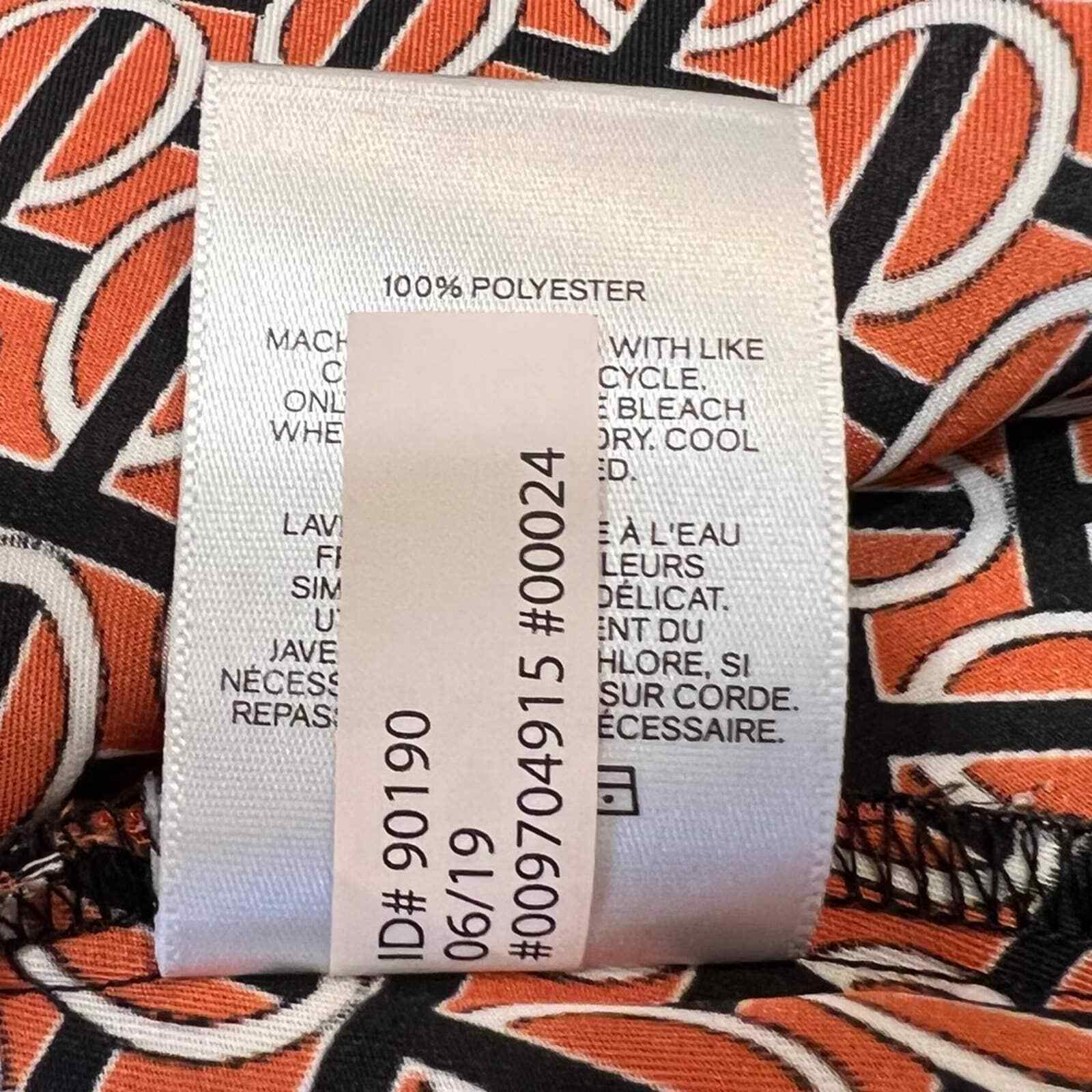 Express Orange Black Button Up Collared Geometric… - image 9