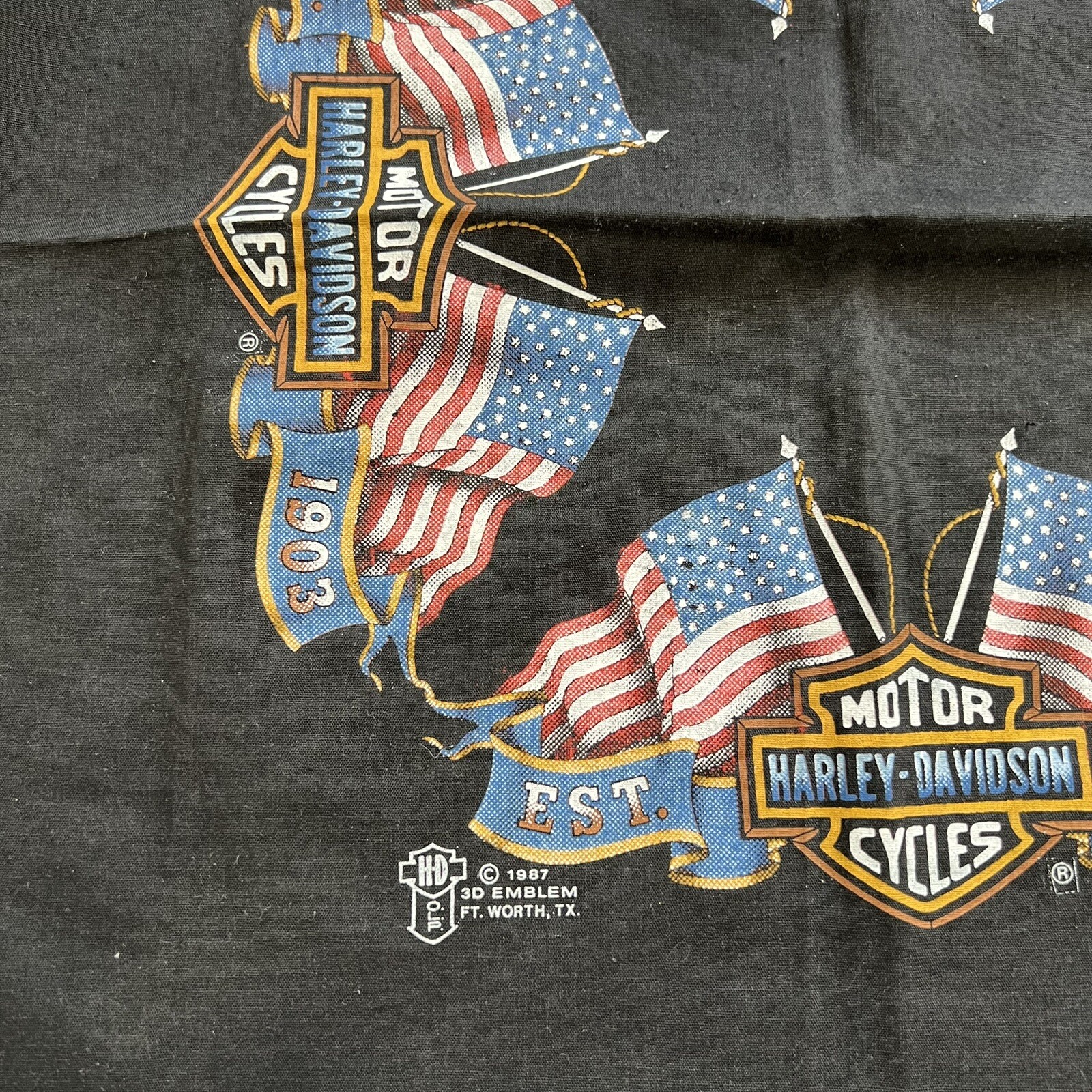 Vintage Harley Davidson 3d emblem bandanna usa vtg bikers choppers 