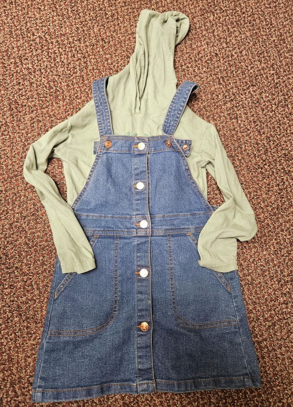Cute Girls Denim Romper Set With DKNY Hoodie Size 6