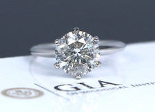  15K Platinum Natural GIA 3.06ct Round Diamond 6 Prong Solitaire Engagement Ring