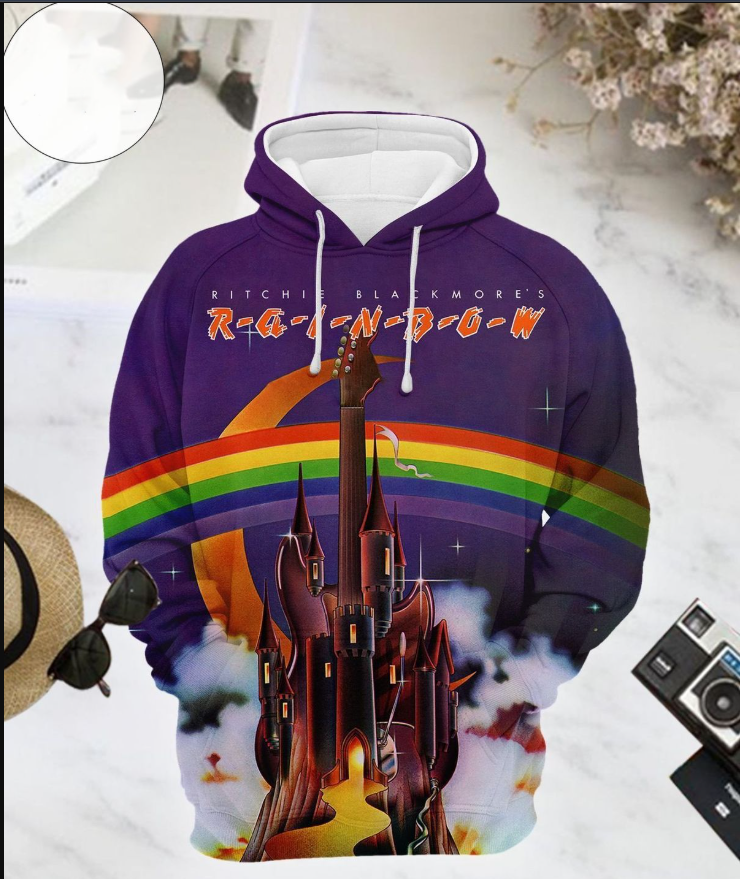 3d hoodie, Ritchie Blackmore's Rainbow Album Cover Hoodie, gift for fans