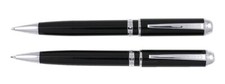 CROSS ELEGANT KINGSTON TWIST PEN AND PENCIL SET BLACK AND CHROME RARE