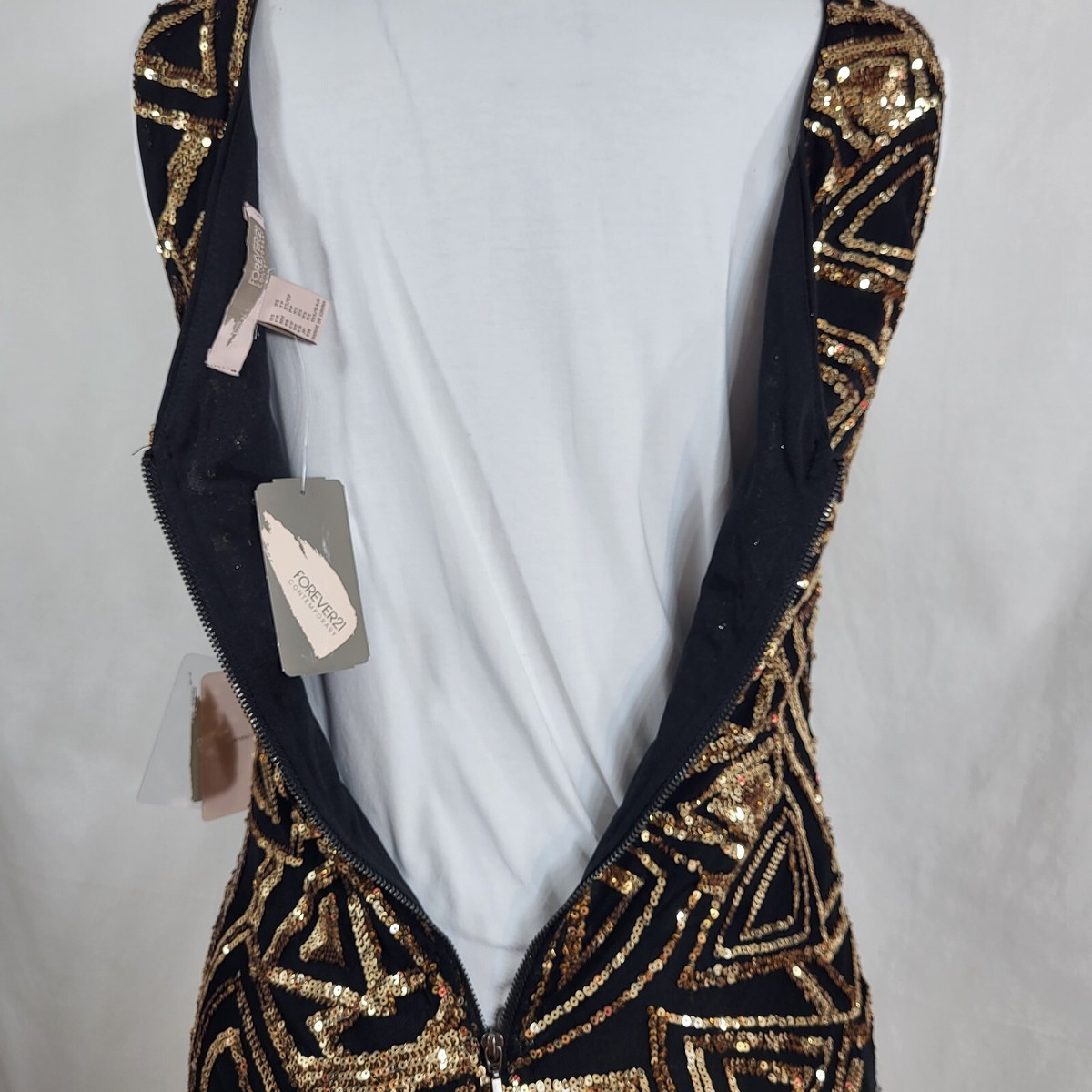 Forever 21 Sequin DRESS Womens Size XS Sleeveless Black w Gold-tone Sequins  NWT | eBay