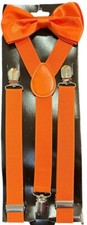 Orange Suspender  BowTie Wedding Matching Set for Adults Men Women USA Seller 