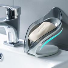 Bathroom Soap Holder Leaf Shape Soap Box Kitchen Dish Storage Box Non-slip Drain