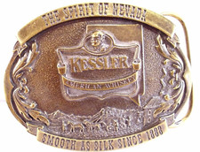 Belt Buckle Vintage Kessler Whiskey Brass Limited Edition 1993 3.25x2.25" NEW