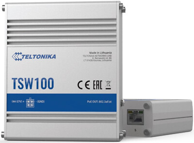 Teltonika TSW100 000030 Industrial Unmanaged PoE+ Switch with UK PSU