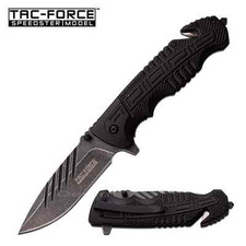 8" TAC FORCE Spring Assisted Open DOUBLE ANODIZED BLACK Folding Pocket Knife