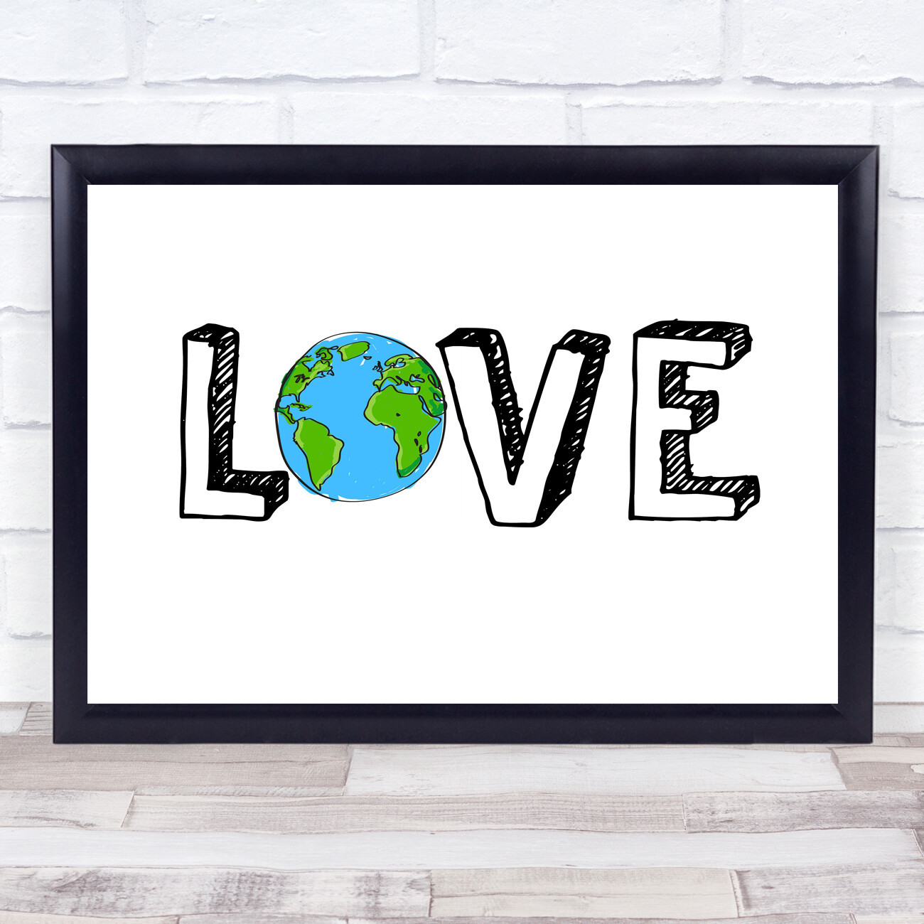 Estampado artístico de pared tipogrofia con cita de Love Planet
