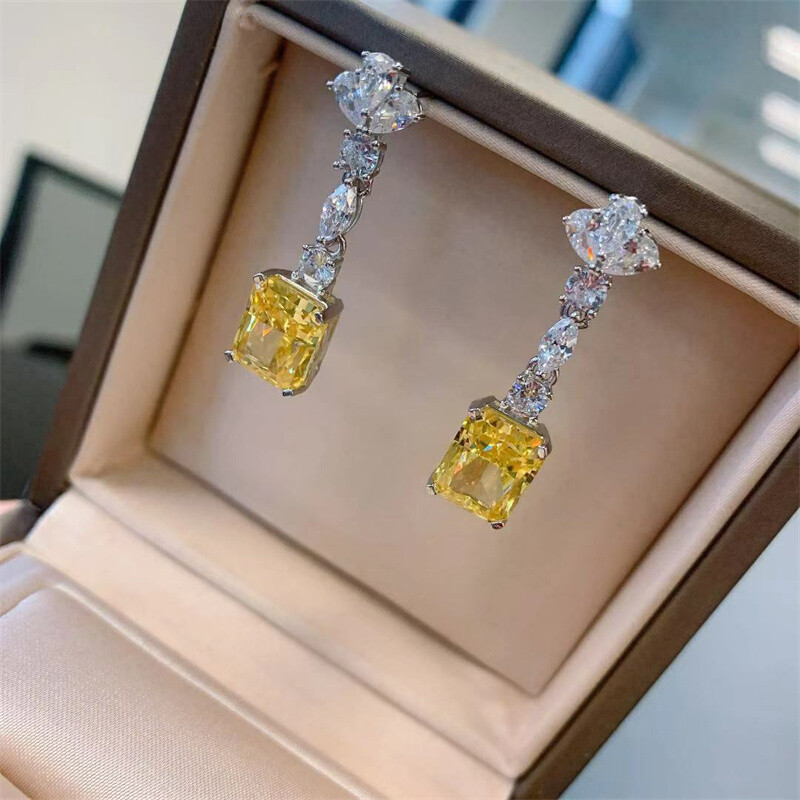 Fashion Inlaid Zircon Earrings Light Luxury High-end Bridal Wedding Dress Water Drop Earrings