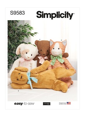 SIMPLICITY 9583 PLÜSCHTIERE BEWEGLICHE TIERE STOFFTIERE Schnittmuster Bär Hund Katze