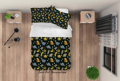 3D Dinosaur Footprint Color Pattern Quilt Cover Set Bedding Sets Pillowcases 64