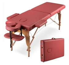 BestMassage 84 inch Folding Massage Table with Carry Case - Red