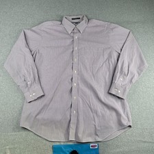 Paul Fredrick Shirt 17.5 Purple Striped 80's 2ply Button Up Long Sleeve Mens