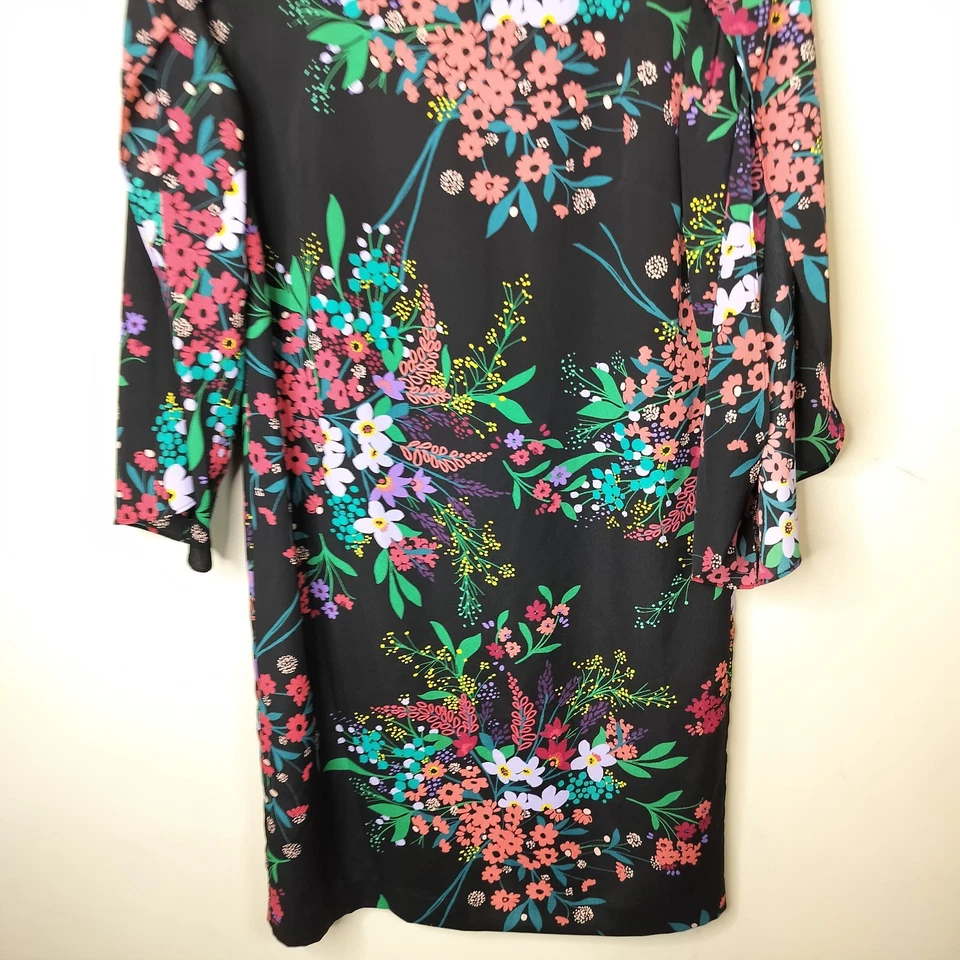 Vestido Floral Trina Turk Manga Dividida Talla XS Mujer Negro Multicolor Cambio Foto 3 de 4