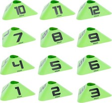 GoSports Modern Sports Cones - 12 Pack with Numbered Cones - Great for Soccer, B