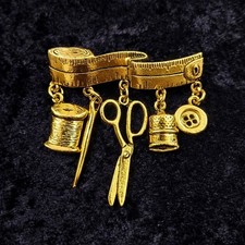 Nähen Anhänger Brosche goldfarben Vintage i...