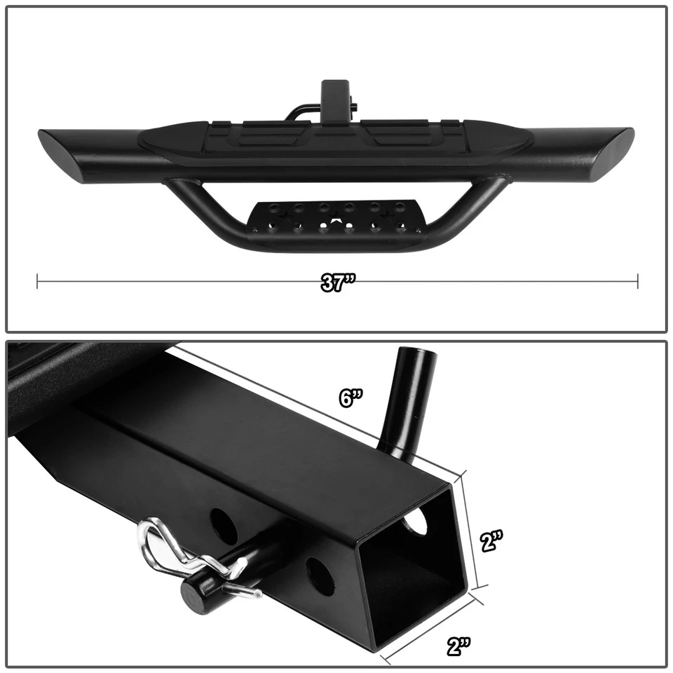 Fit 2" Receiver Truck Bed Heavy Duty Aluminum 3.75"OD Oval Towing Hitch Step Bar - Image 2 of 4