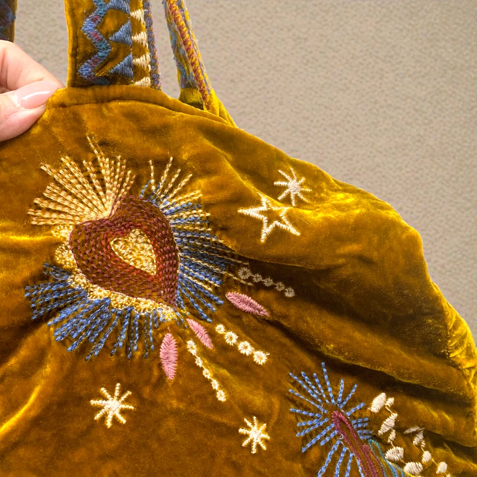 Bolso de Mano Johnny Was Victoria Terciopelo Vintage Dorado Bolso Cartera Galaxy Celestial Foto 4 de 4