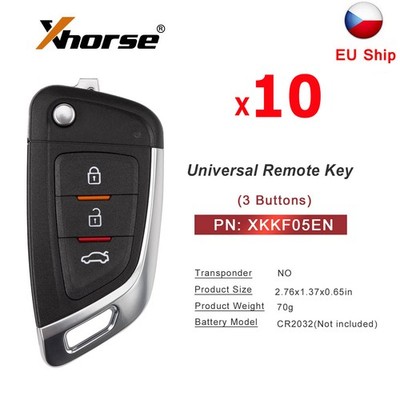 10x Xhorse XKKF05EN Universal Remote Key 3 Button For VVDI Key Tool Max /VVDI2