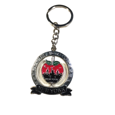 The Big Apple New York Spinner Keychain Silver Tone