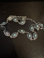 Women  s Western Concho for Silver with Turquoise Belt Cowboy Cowgirl