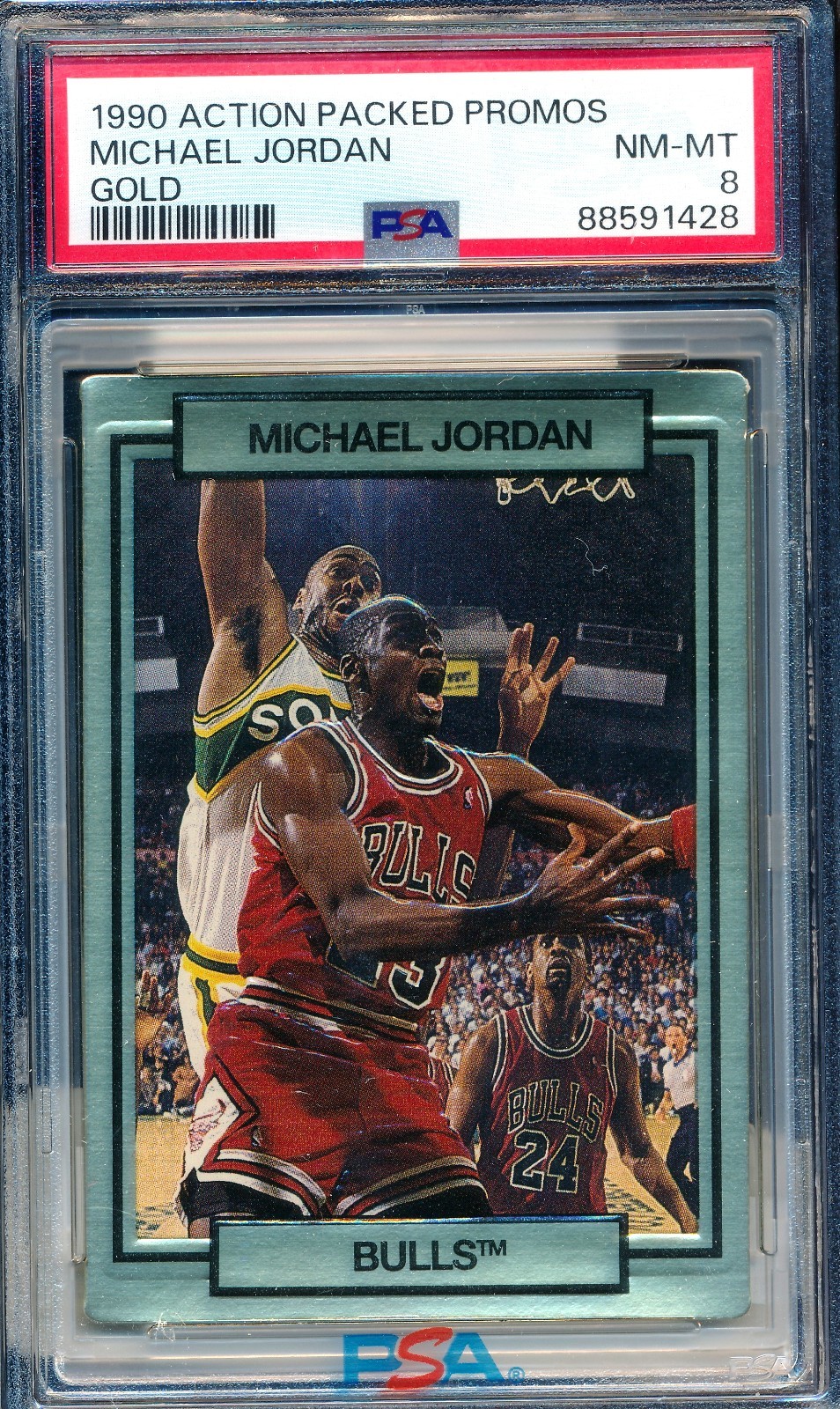 MICHAEL JORDAN 1990 ACTION PACKED GOLD PROMO PROTOTYPE PSA 8 NM-MT CARD!