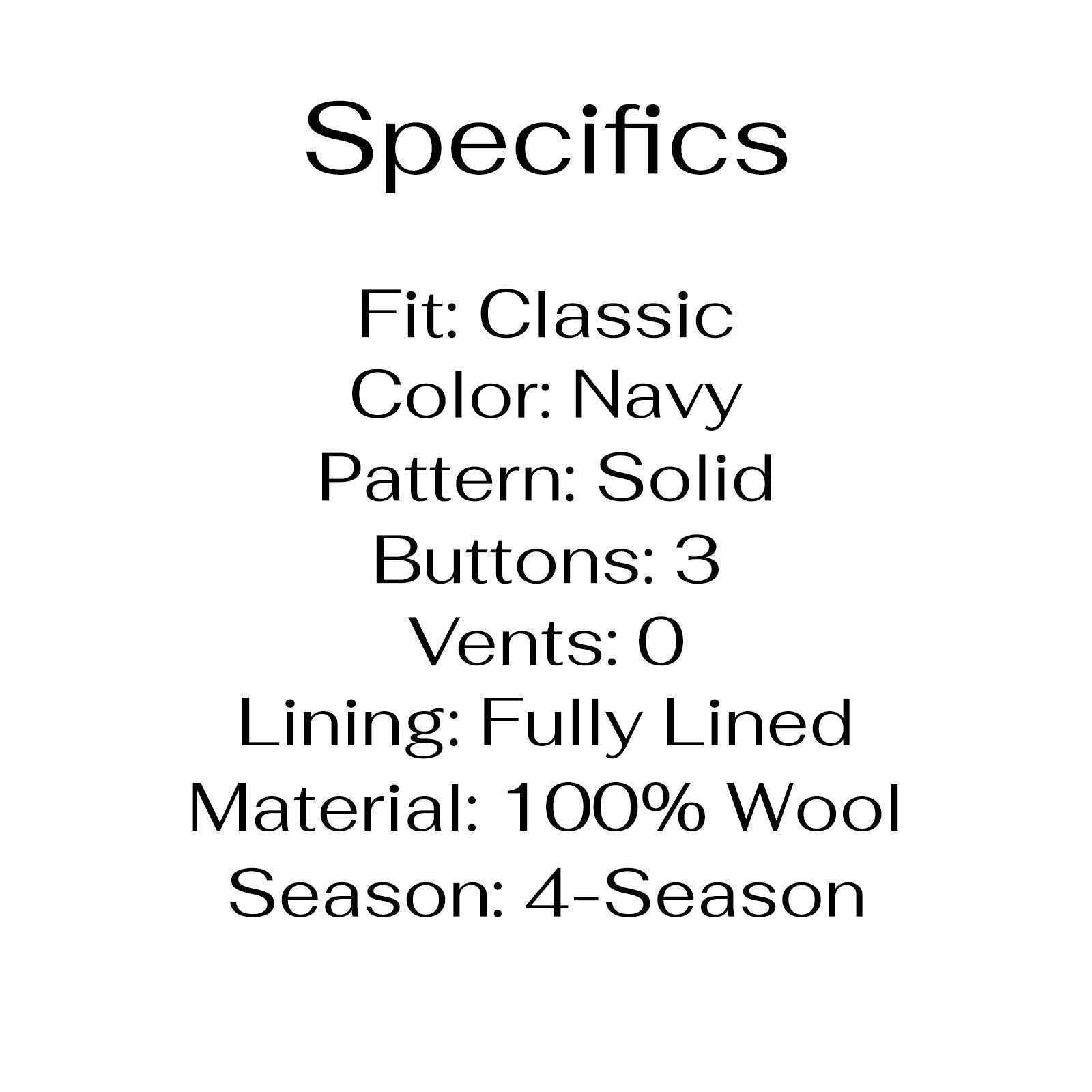 Hugo Boss 40R Navy Sport Coat Blazer Jacket Solid 3-Button Wool thumbnail 4