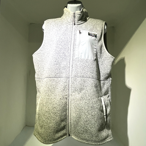 LL Bean XL Women Gray Sweater Fleece Long Vest Logo - Picture 4 of 14