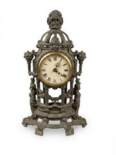 Vintage Ornate Metal Mantel Clock - German Baroque Style