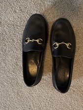 Black Gucci Driving Shoes Size 9 Gold Buckle Men's
