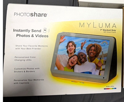 PhotoShare My Luma 7in LCD Wi-Fi Digital Photo Frame 16GB Speakers Gray FML07SD