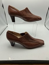 Image of K by Clark’s Women's Brown Leather Square Toe Loafer Shoes Size 4 JM141