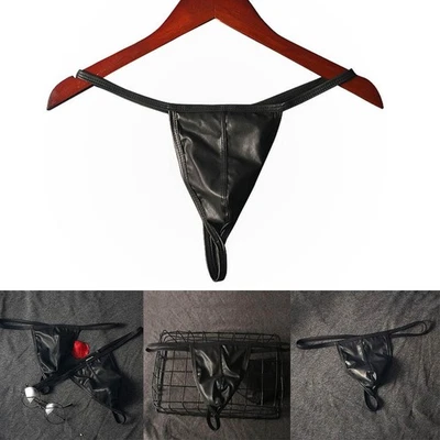 1*Slip sous vêtement simili cuir string taille basse homme polyamide/nylon - Photo 1/4