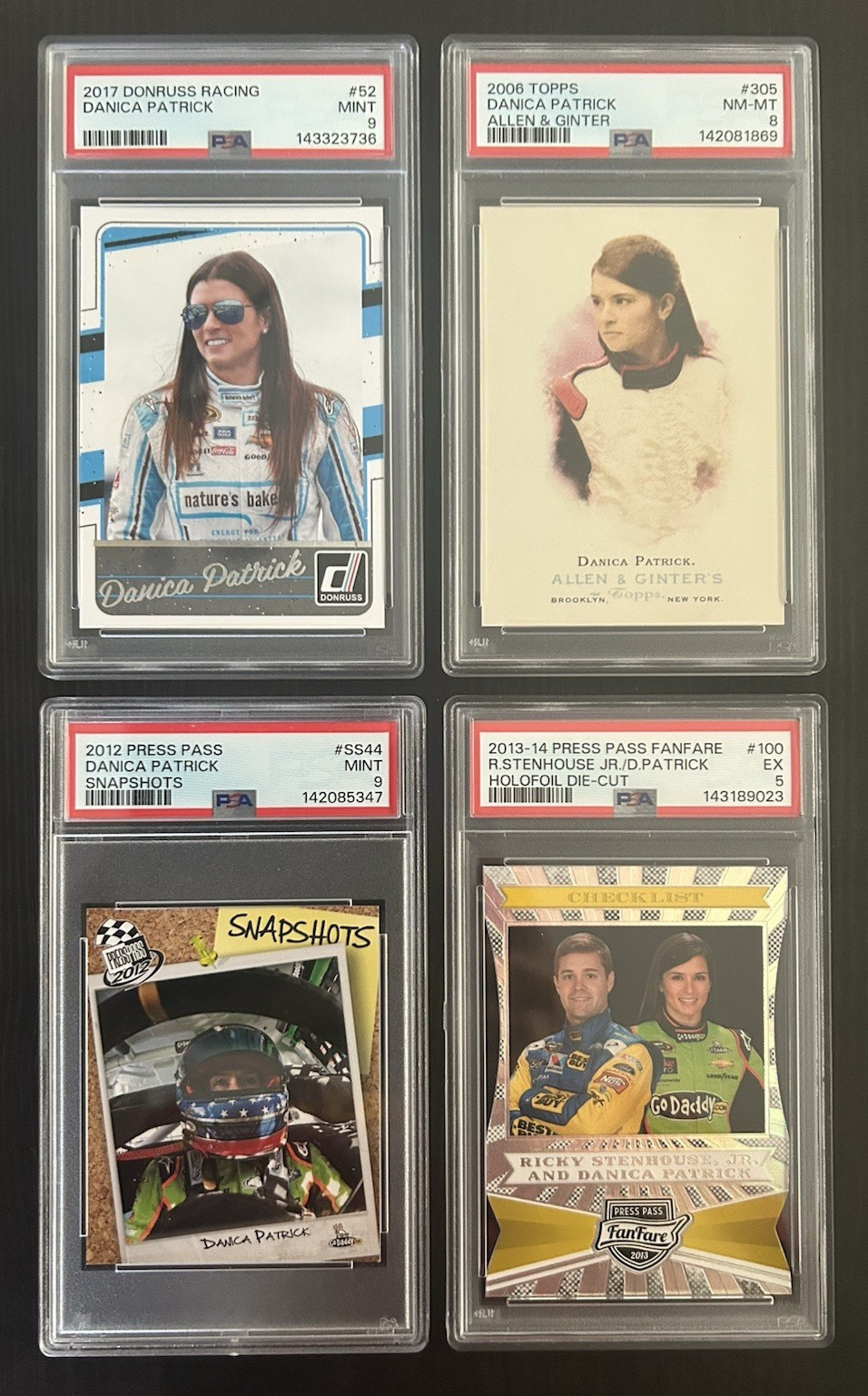 DANICA PATRICK  PSA Graded 4 Card Lot - Press Pass/Donruss Racing/Topps A&G