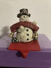 Christmas decoration Snowman Fireplace Mantle stocking hanger Holder 4.5" X 3.5"