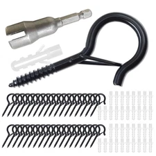 BDS-HOME 6pcs Q-Hanger Hooks with Safety Buckle, Windproof Screw-in Hooks, Ha...