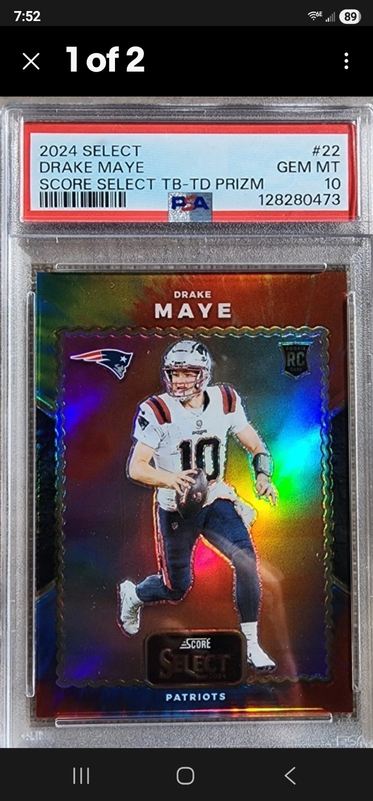 2024 Panini Select - Score Select Throwback Drake Maye #22 Tie-Dye /25 PSA 10!