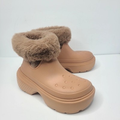 Crocs Stomp Faux Fur Lined Platform Boots Cork Women's 10 Chunky Unisex