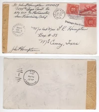1944 US Army APO Cover From San Francisco to McCamey TX Passed by Examiner