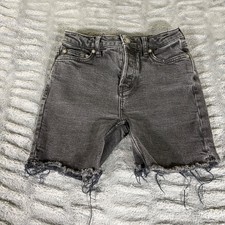 We The Free Free People Black Denim Shorts High Rise Raw Hem Size 26 AR260
