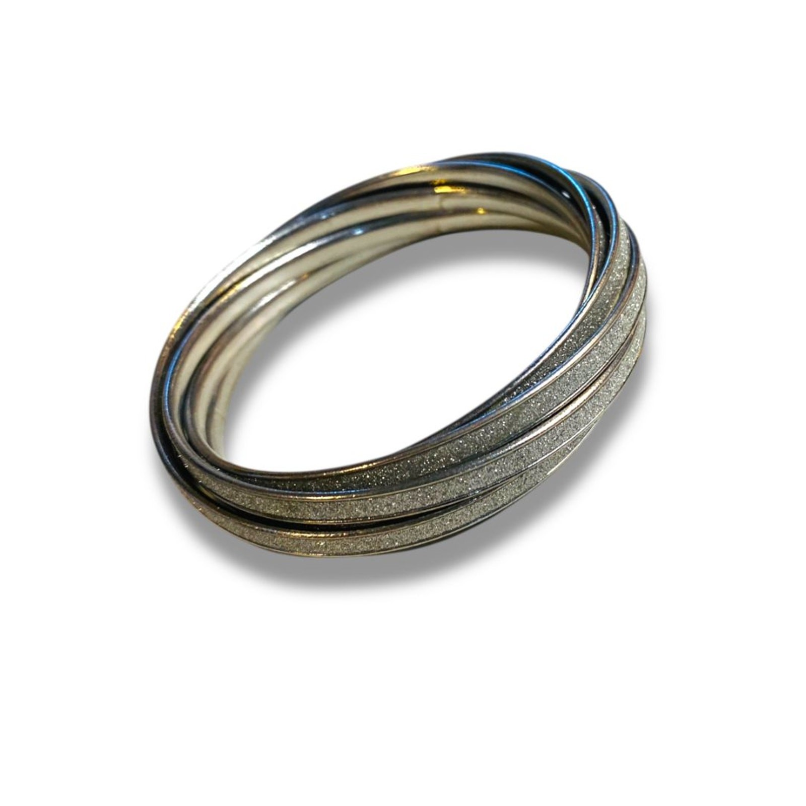 Silvertone Sparkle Interlocking Bangles Bracelet … - image 1