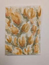 Original ACEO Floral Watercolor Painting C Zoulek Art  Tulips, Garden, Flowers