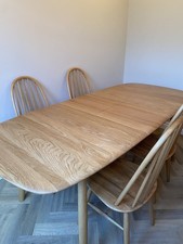 Elm Extending Dining Table - Ercol Style & 4 Priory dining chairs  - exc. cond