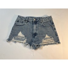 PacSun High Rise Festival Shorts Womens 26 Blue Distressed Denim Festival Boho
