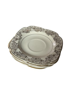 Edwin M. Knowles 1934 Gold Filigree Plates   Set of 5   Vintage USA China