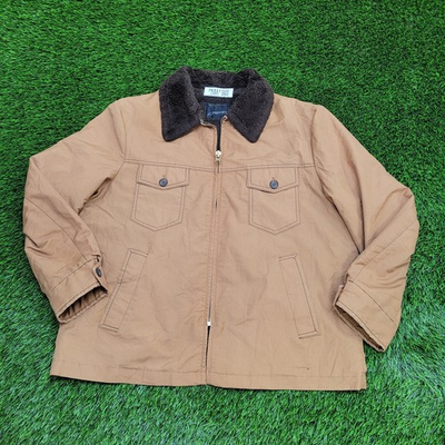 #ad #ad Vintage 90s Chore Field Jacket XL 26x29 Beige Sherpa Lined $24.65