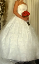 Jessica McClintock White Strapless Ball Gown Full-Length Corset Back size 6.